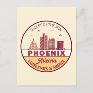 Postal Emblema del horizonte de la ciudad de Phoenix Ariz