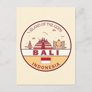 Postal Emblema del paisaje urbano de la ciudad de Bali In