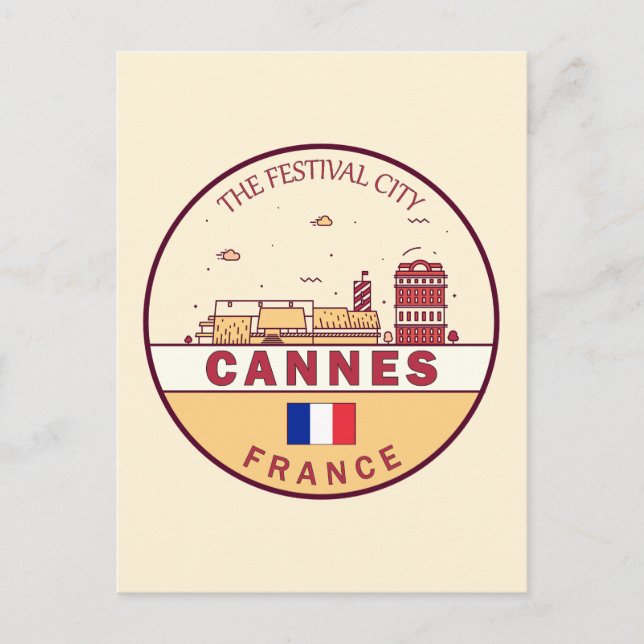 Postal Emblema del paisaje urbano de la ciudad de Cannes  (Anverso)