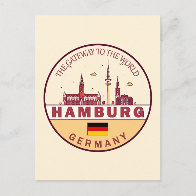 Postal Emblema del paisaje urbano de la ciudad de Hamburg (Anverso)