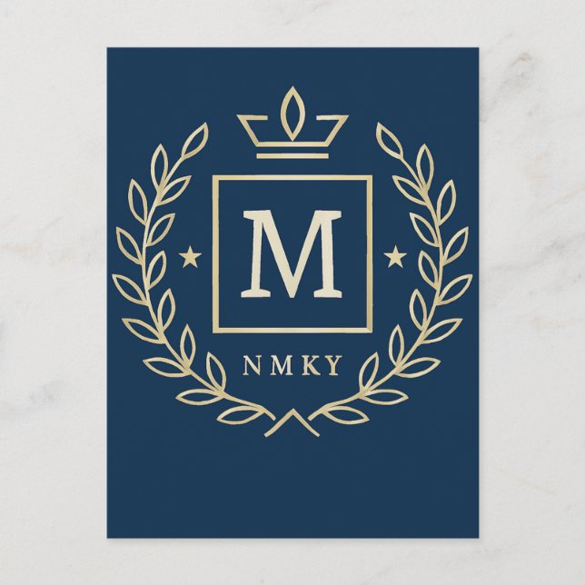 Postal "Emblema Real NMKY – Diseño de Cresta con Monogram (Anverso)