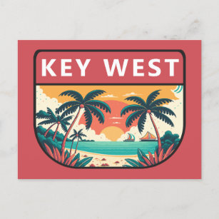 Postal Emblema retro de la clave oeste de Florida