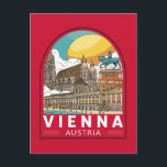 Postal Emblema Retro de Viajes Viena Austria<br><div class="desc">Diseño retro de viaje de Viena en estilo de emblema. Su legado artístico e intelectual fue moldeado por residentes como Mozart,  Beethoven y Sigmund Freud.</div>