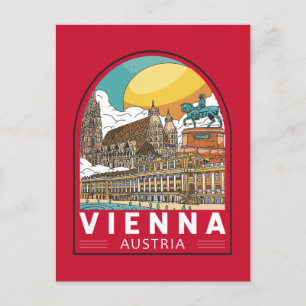 Postal Emblema Retro de Viajes Viena Austria