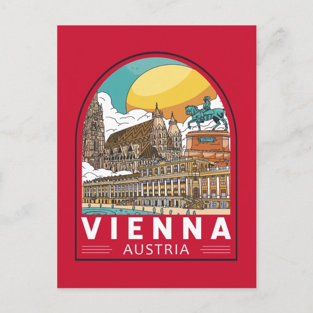 Postal Emblema Retro de Viajes Viena Austria (Anverso)