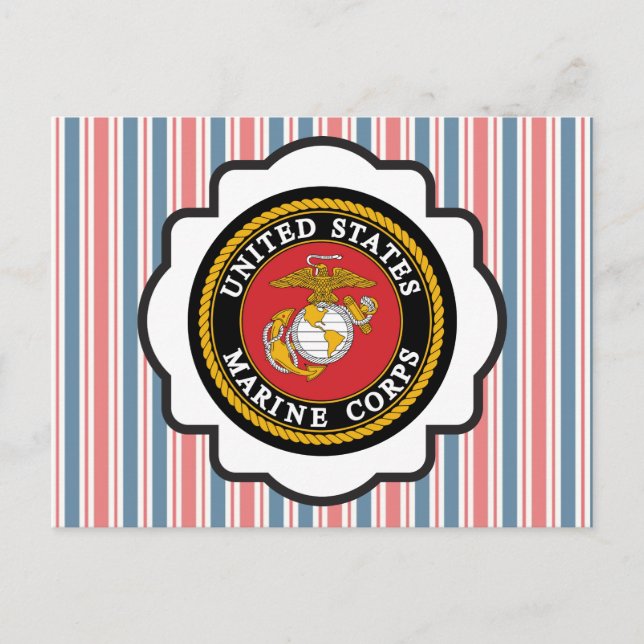 Postal Emblema USMC con franjas roja, blanca y azul (Anverso)