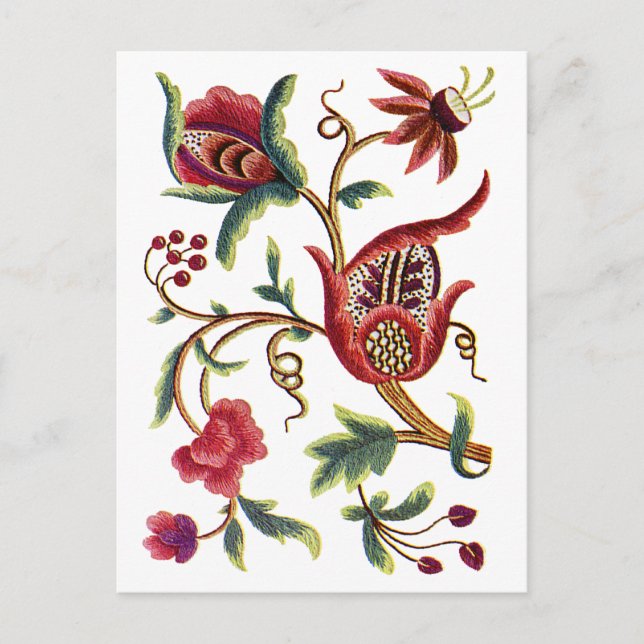 Postal Embroidería jacobea del viejo inglés (Anverso)