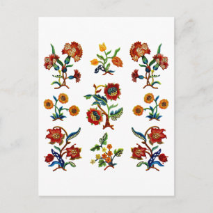 Postal Embroidería tradicional de Monmouth Jacobea