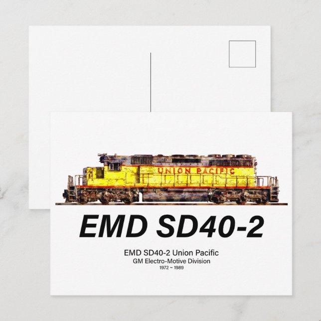 Postal EMD SD40-2 Locomotora Diesel. Pacífico de Unión (Anverso / Reverso)