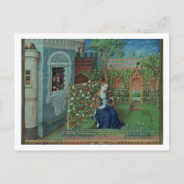 Postal Emelye en su jardín. Los caballeros encarcelados P (Anverso)