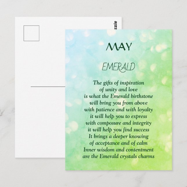 Postal Emerald, cumpleaños (Anverso / Reverso)