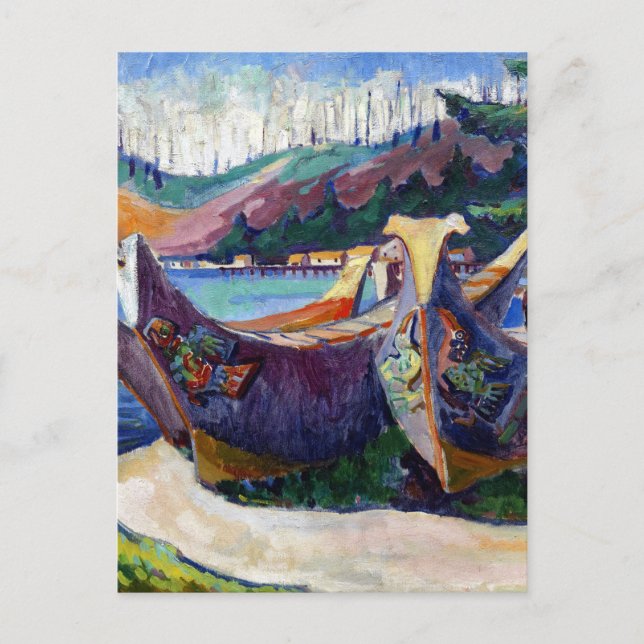 Postal  Emily Carr Painting Native Canadian War Canoes Po (Anverso)