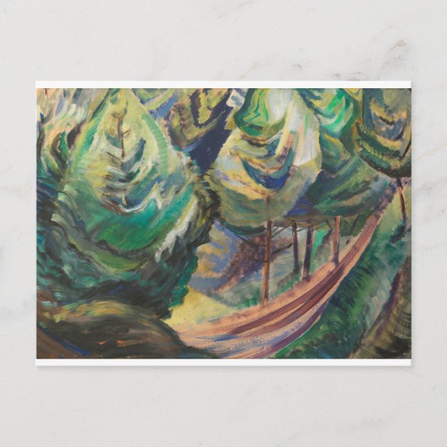 Postal Emily Carr Path entre Pines Canadian Landscape (Anverso)