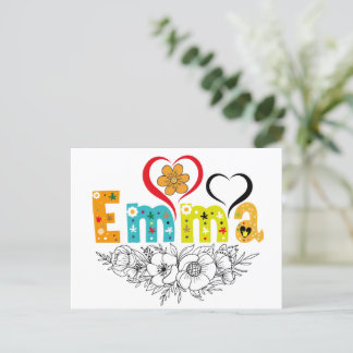 Postal Emma Nombre Personalizado para una mujer llamada E