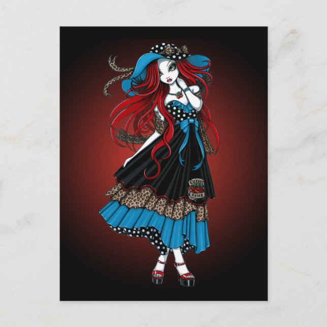 Postal Emma Rockabilly Trague Tattoo Angel Postcard (Anverso)