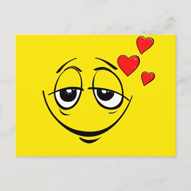 Postal Emoji de amor Cute Happy Face (Anverso)