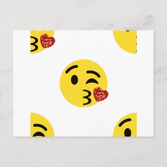 Postal emoji de beso purpurina (Anverso)