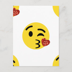 Postal emoji de beso purpurina