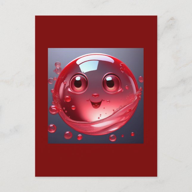 Postal Emoji de burbujas de agua roja (Anverso)