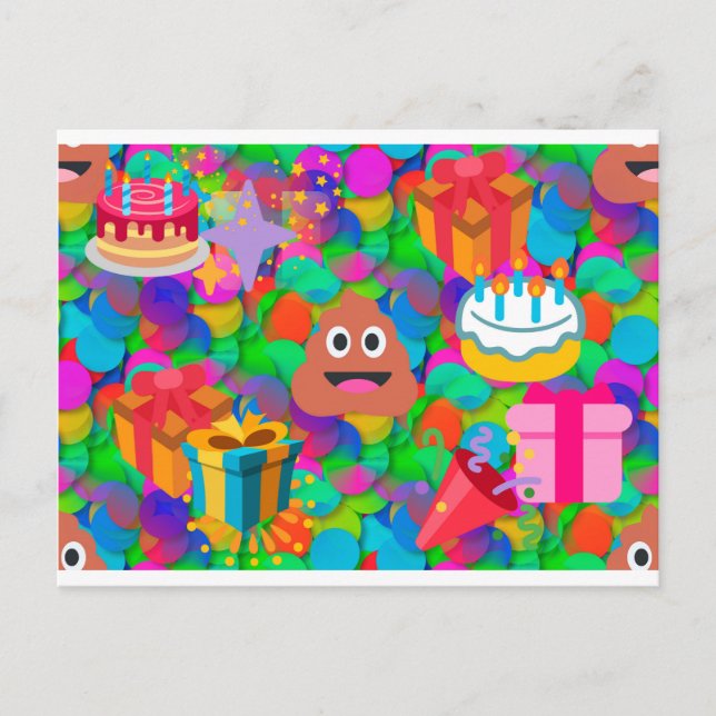 Postal emoji de caca de cumpleaños feliz (Anverso)