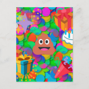 Postal emoji de caca de cumpleaños feliz