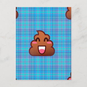 Postal emoji de caca de plaid