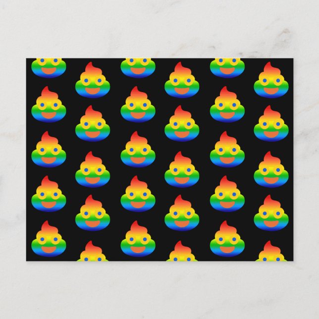 Postal Emoji de Caca Divertida Arcoíris Color Cara Sonrie (Anverso)