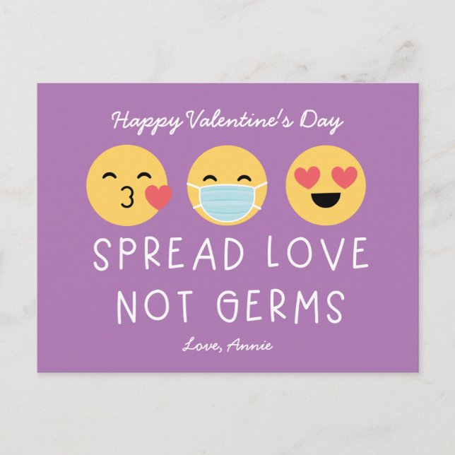 Postal Emoji de clase Valentine - Púrpura (Anverso)