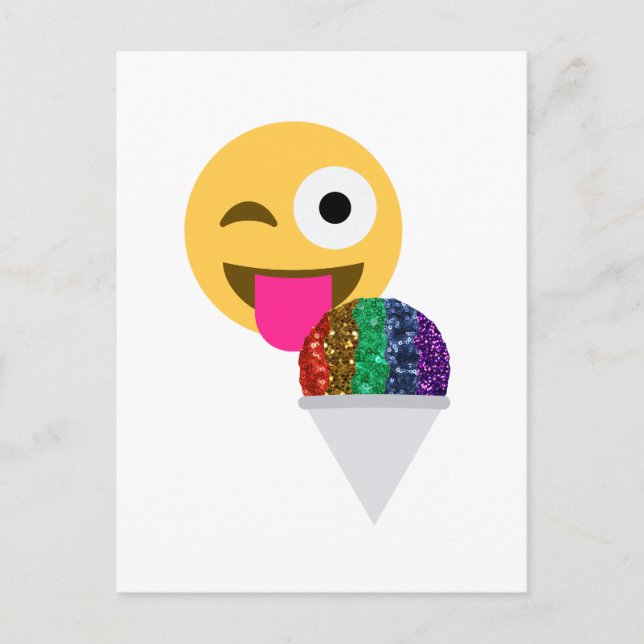Postal emoji de guiño purpurina (Anverso)