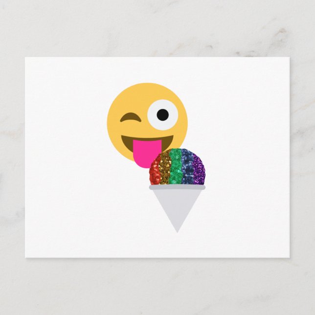 Postal emoji de guiño purpurina (Anverso)