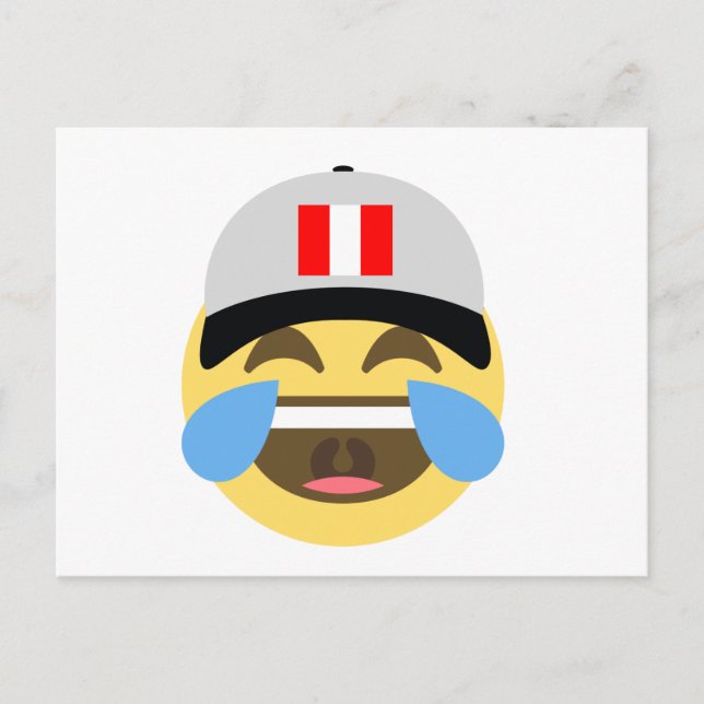 Postal Emoji de risas Gorra de Perú (Anverso)