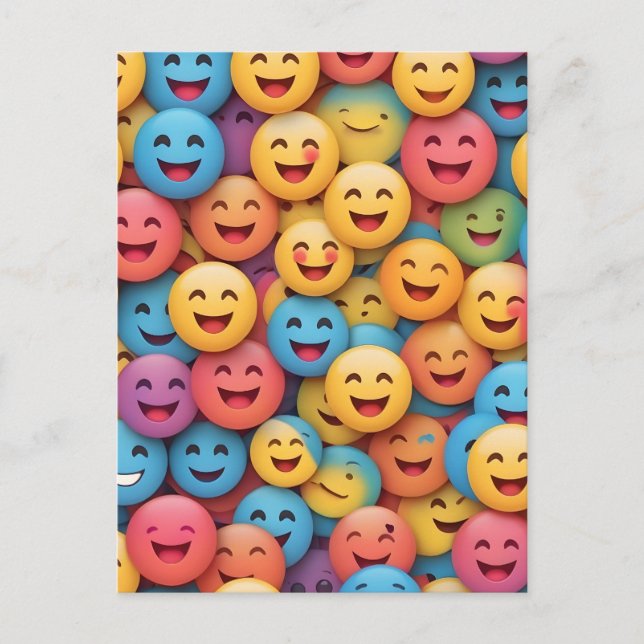 Postal Emoji de sonrisa colorida (Anverso)