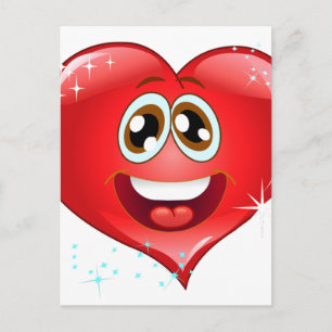 Postal Emoji del corazón del amor feliz
