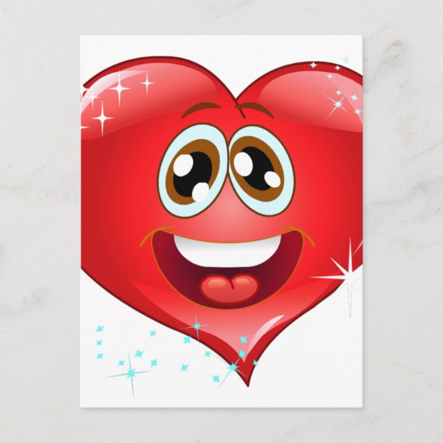 Postal Emoji del corazón del amor feliz (Anverso)