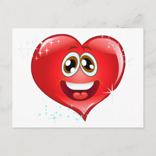 Postal Emoji del corazón del amor feliz
