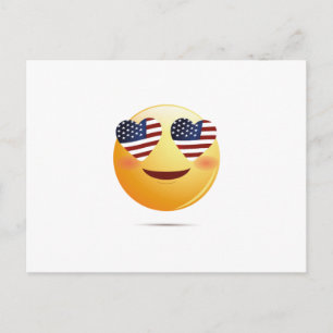 Postal Emoji divertida de la bandera estadounidense