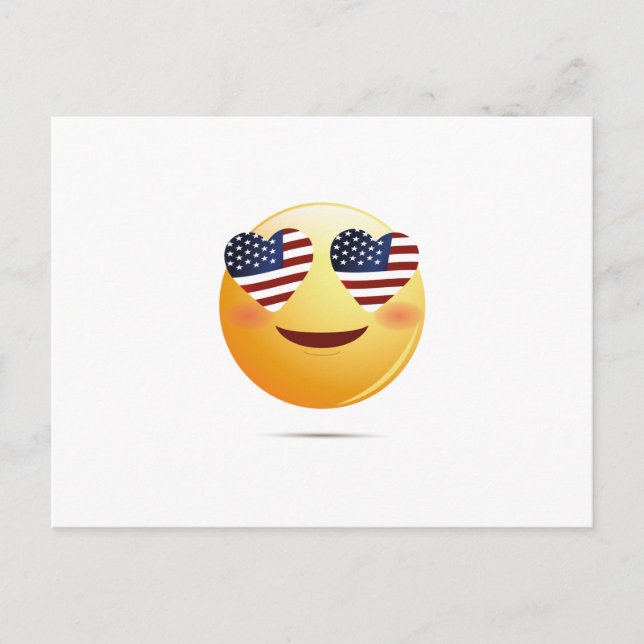 Postal Emoji divertida de la bandera estadounidense (Anverso)
