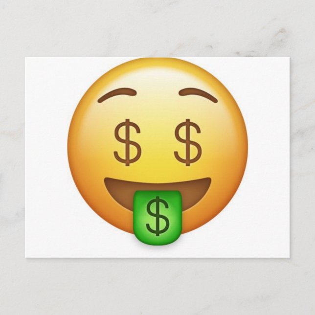 Postal Emoji divertidísima de Money Mouth (Anverso)