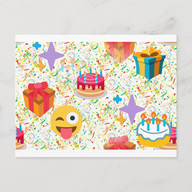 Postal emoji feliz de cumpleaños (Anverso)