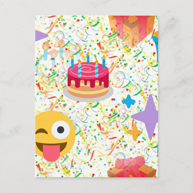 Postal emoji feliz de cumpleaños (Anverso)