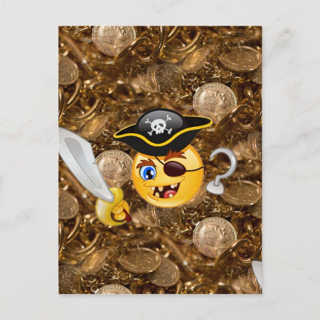 Postal emoji pirata del tesoro (Anverso)