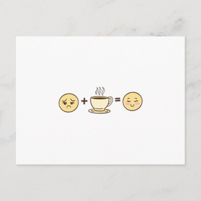 Postal Emojis de café emoji cansada + café = una emoji fe (Anverso)