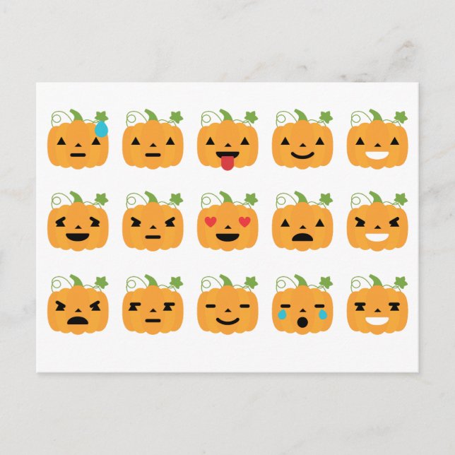 Postal emojis de calabaza de halloween (Anverso)