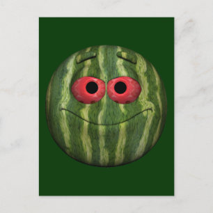 Postal Emoticón de sandía cara verde