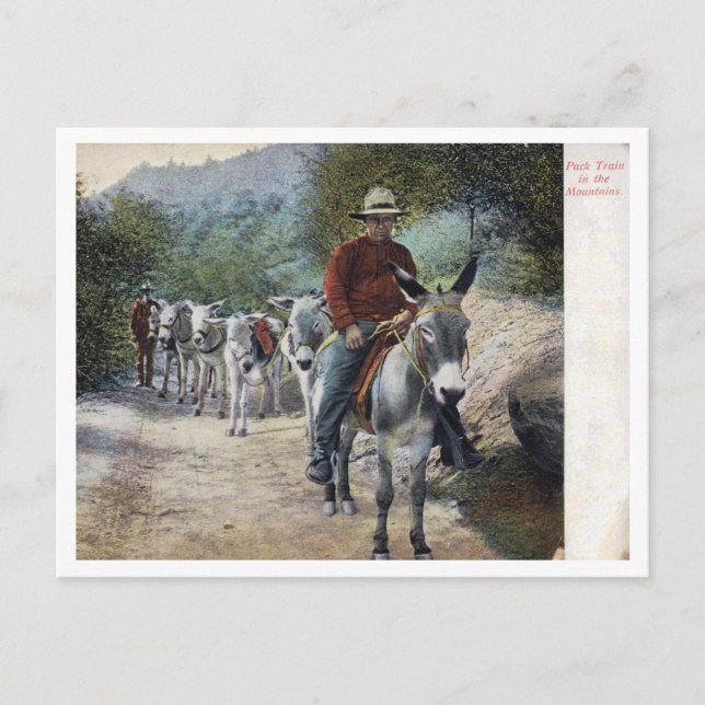 Postal Empaquetar el tren en la vieja montaña (Anverso)