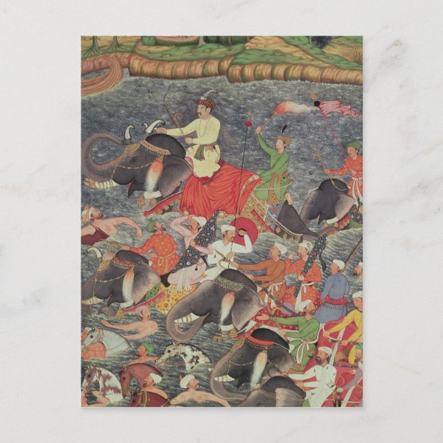 Postal Emperador Akbar cruzando el río Ganges (Anverso)