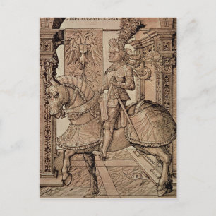 Postal Emperador Maximiliano I montando a caballo, 1518