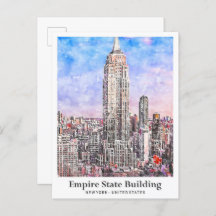 Empire State Building New York Watercolor Sketch
