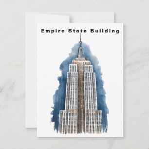 Postal Empire State Building Nueva York Acuarela 