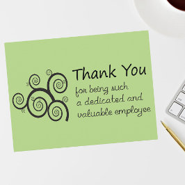 Postal Empleados Gracias con la vid de swirly